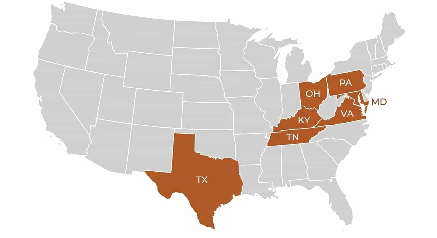 Map of Dragon Insurance licensed states
