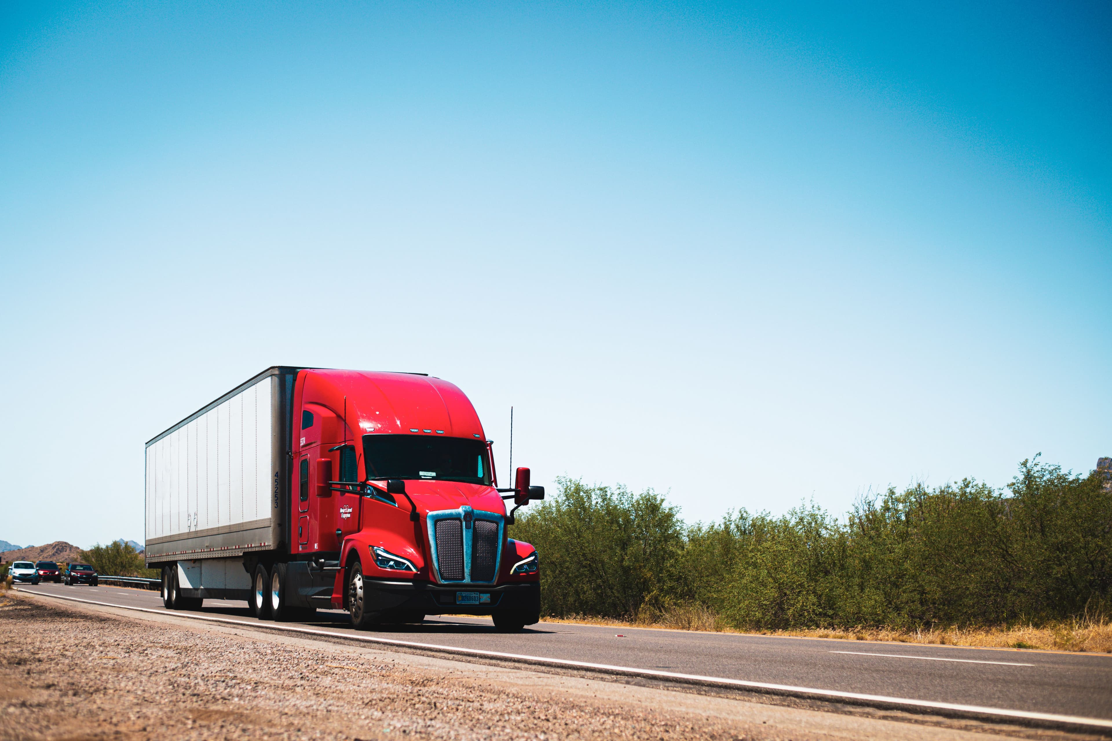 Long-haul semi truck on the interstate, the kind of run Camp Hill owner-operators insure with Dragon